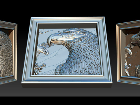 美国之鹰 3D 浮雕模型 - STL - OBJ - ZTL 3D 打印模型