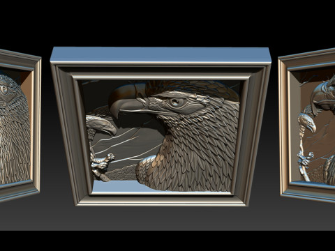 美国之鹰 3D 浮雕模型 - STL - OBJ - ZTL 3D 打印模型