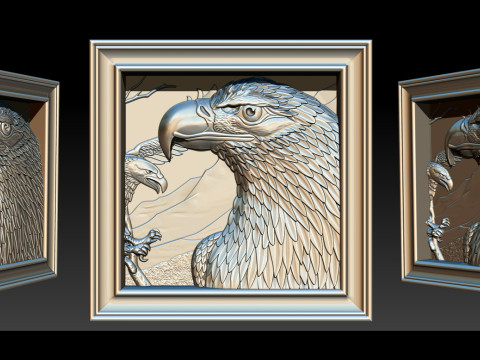 美国之鹰 3D 浮雕模型 - STL - OBJ - ZTL 3D 打印模型