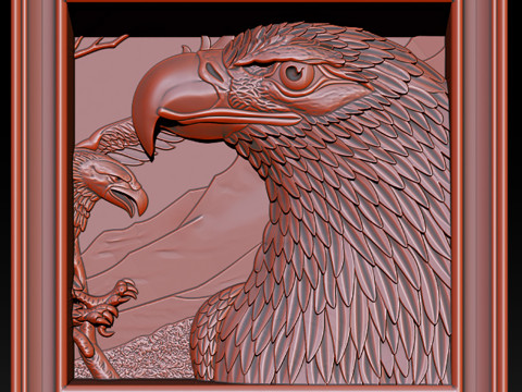 美国之鹰 3D 浮雕模型 - STL - OBJ - ZTL 3D 打印模型