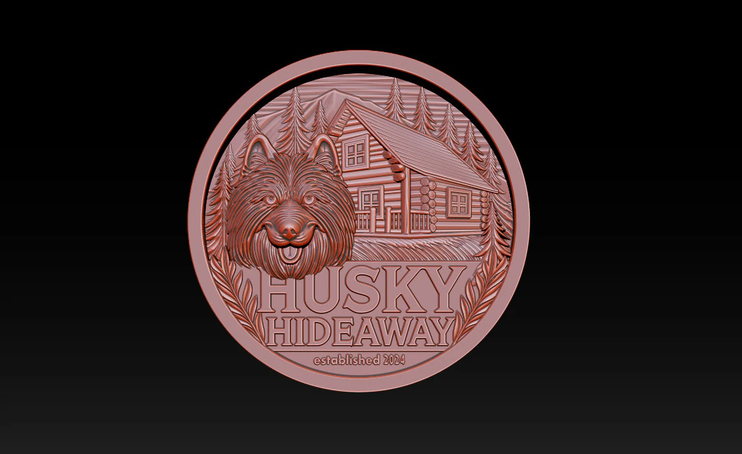 Husky Hideaway 25D Bas Relief STL OBJ ZTL Файл для лазерного гравіювання 3D друку з ЧПУ 3D Принт Модель .c4d .max .obj .3ds .fbx .stl .blend 