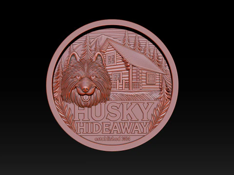 File di incisione laser con stampa 3D Husky Hideaway 25D bassorilievo STL OBJ ZTL CNC Modello di stampa 3D