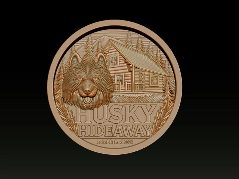 Husky Hideaway 25D Bas Relief STL OBJ ZTL Файл для лазерного гравіювання 3D друку з ЧПУ 3D Принт Модель