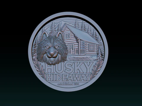 Husky Hideaway 25D Bas Relief STL OBJ ZTL Файл для лазерного гравіювання 3D друку з ЧПУ 3D Принт Модель