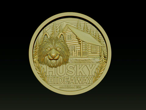 Husky Hideaway 25D Bas Relief STL OBJ ZTL Файл для лазерного гравіювання 3D друку з ЧПУ 3D Принт Модель