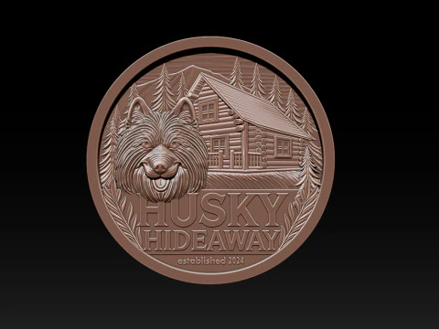 Husky Hideaway 25D Bas Relief STL OBJ ZTL Файл для лазерного гравіювання 3D друку з ЧПУ 3D Принт Модель