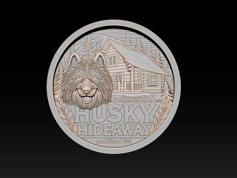 Husky Hideaway 25D Bas Relief STL OBJ ZTL Файл для лазерного гравіювання 3D друку з ЧПУ 3D Принт Модель