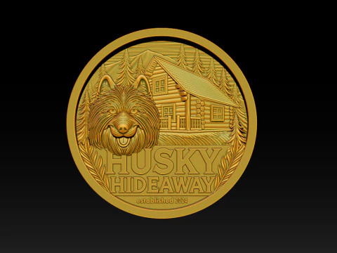 Husky Hideaway 25D Bas Relief STL OBJ ZTL Файл для лазерного гравіювання 3D друку з ЧПУ 3D Принт Модель