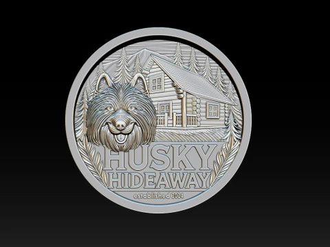 Husky Hideaway 25D Bas Relief STL OBJ ZTL Файл для лазерного гравіювання 3D друку з ЧПУ 3D Принт Модель