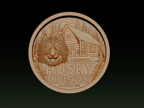 Husky Hideaway 25D Bas Relief STL OBJ ZTL Файл для лазерного гравіювання 3D друку з ЧПУ 3D Принт Модель