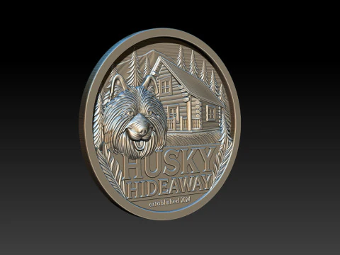 Husky Hideaway 25D Bas Relief STL OBJ ZTL Файл для лазерного гравіювання 3D друку з ЧПУ 3D Принт Модель