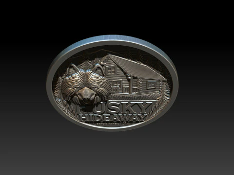 Husky Hideaway 25D Bas Relief STL OBJ ZTL Файл для лазерного гравіювання 3D друку з ЧПУ 3D Принт Модель