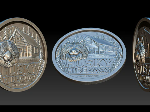 Husky Hideaway 25D Bas Relief STL OBJ ZTL Файл для лазерного гравіювання 3D друку з ЧПУ 3D Принт Модель