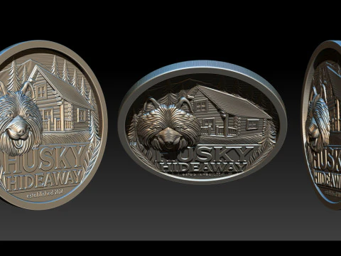 Husky Hideaway 25D Bas Relief STL OBJ ZTL Файл для лазерного гравіювання 3D друку з ЧПУ 3D Принт Модель