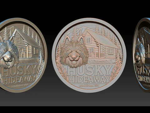 Husky Hideaway 25D Bas Relief STL OBJ ZTL Файл для лазерного гравіювання 3D друку з ЧПУ 3D Принт Модель