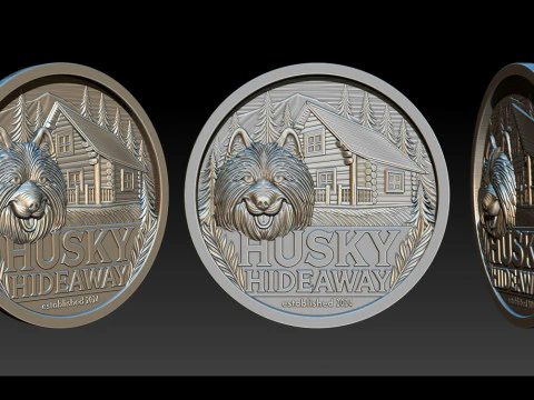 Husky Hideaway 25D Bas Relief STL OBJ ZTL Файл для лазерного гравіювання 3D друку з ЧПУ 3D Принт Модель