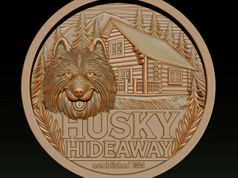 Husky Hideaway 25D Bas Relief STL OBJ ZTL Файл для лазерного гравіювання 3D друку з ЧПУ 3D Принт Модель