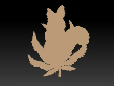 Squirrel Leaf 3D Bas-Relief STL OBJ ZTL CNC Carving 3D Print Model
