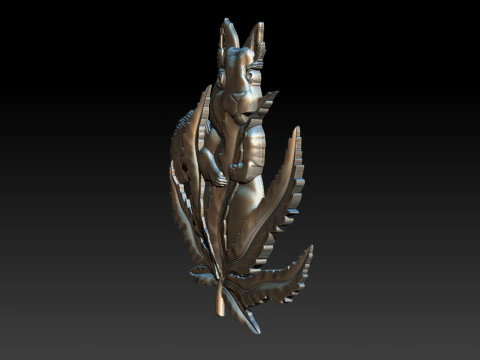 Squirrel Leaf 3D Bas-Relief STL OBJ ZTL CNC Carving 3D Print Model