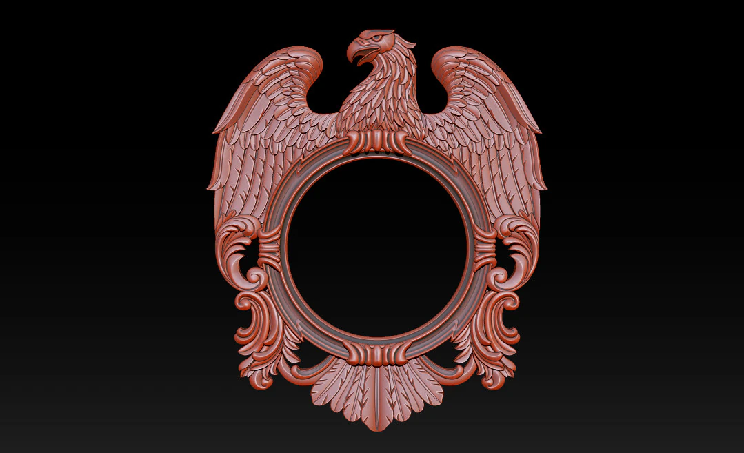 Eagle Mirror and Clock Frame - High-Detail 3D Relief Model STL OBJ ZTL 3D Print Model .c4d .max .obj .3ds .fbx .stl .blend 