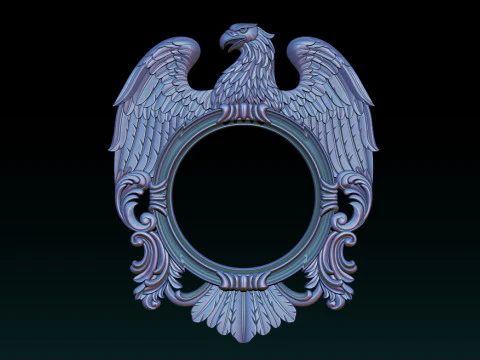 Eagle Mirror and Clock Frame - High-Detail 3D Relief Model STL OBJ ZTL 3D Print Model