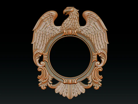 Eagle Mirror and Clock Frame - High-Detail 3D Relief Model STL OBJ ZTL 3D Print Model