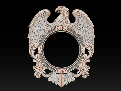 Eagle Mirror and Clock Frame - High-Detail 3D Relief Model STL OBJ ZTL 3D Print Model