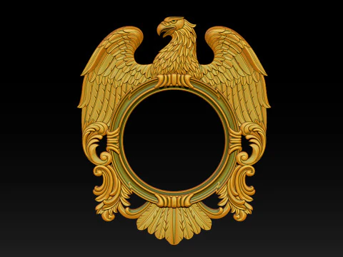 Eagle Mirror and Clock Frame - High-Detail 3D Relief Model STL OBJ ZTL 3D Print Model