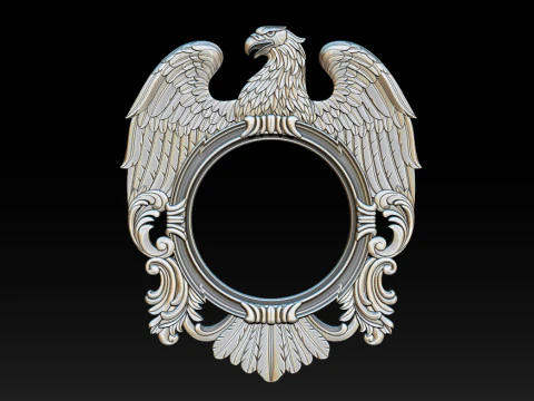 Eagle Mirror and Clock Frame - High-Detail 3D Relief Model STL OBJ ZTL 3D Print Model
