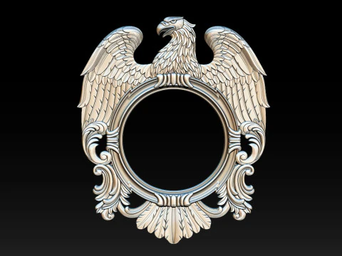 Eagle Mirror and Clock Frame - High-Detail 3D Relief Model STL OBJ ZTL 3D Print Model