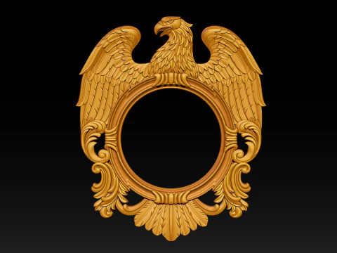 Eagle Mirror and Clock Frame - High-Detail 3D Relief Model STL OBJ ZTL 3D Print Model