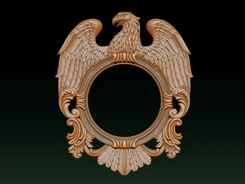 Eagle Mirror and Clock Frame - High-Detail 3D Relief Model STL OBJ ZTL 3D Print Model