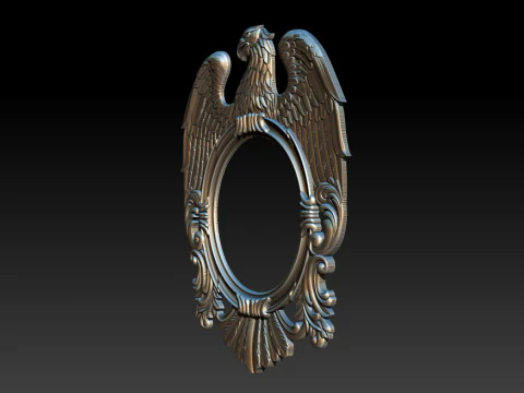Eagle Mirror and Clock Frame - High-Detail 3D Relief Model STL OBJ ZTL 3D Print Model