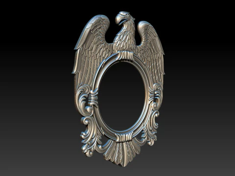 Eagle Mirror and Clock Frame - High-Detail 3D Relief Model STL OBJ ZTL 3D Print Model