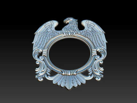 Eagle Mirror and Clock Frame - High-Detail 3D Relief Model STL OBJ ZTL 3D Print Model