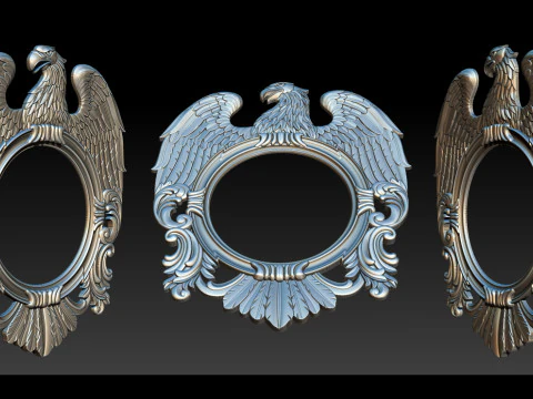Eagle Mirror and Clock Frame - High-Detail 3D Relief Model STL OBJ ZTL 3D Print Model