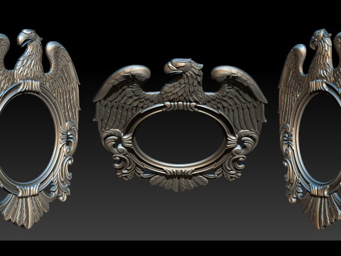 Зеркало Eagle и рамка для часов — высокодетализированная 3D-рельефная модель STL OBJ ZTL 3D Принт Модель