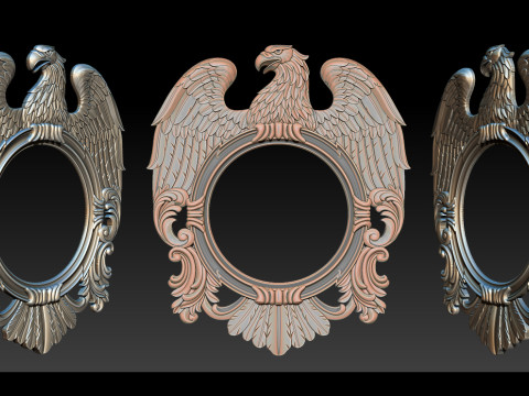 Зеркало Eagle и рамка для часов — высокодетализированная 3D-рельефная модель STL OBJ ZTL 3D Принт Модель