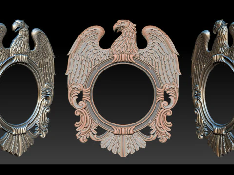 Eagle Mirror and Clock Frame - High-Detail 3D Relief Model STL OBJ ZTL 3D Print Model
