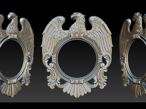 Зеркало Eagle и рамка для часов — высокодетализированная 3D-рельефная модель STL OBJ ZTL 3D Принт Модель