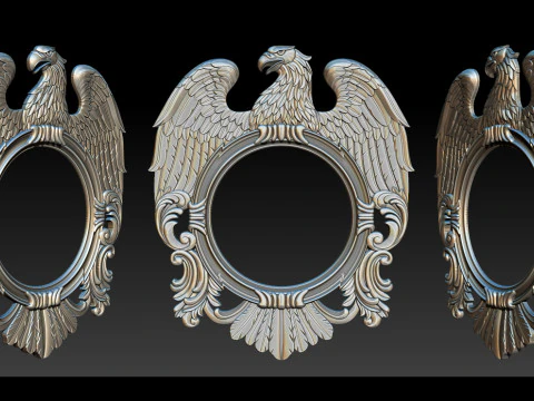 Eagle Mirror and Clock Frame - High-Detail 3D Relief Model STL OBJ ZTL 3D Print Model