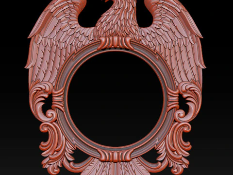 Eagle Mirror and Clock Frame - High-Detail 3D Relief Model STL OBJ ZTL 3D Print Model