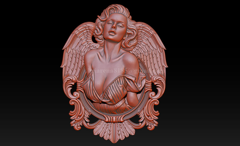 Arquivo STL de alívio de mulher anjo para gravação a laser de impressão 3D CNC Modelo de Impressão 3D .c4d .max .obj .3ds .fbx .stl .blend