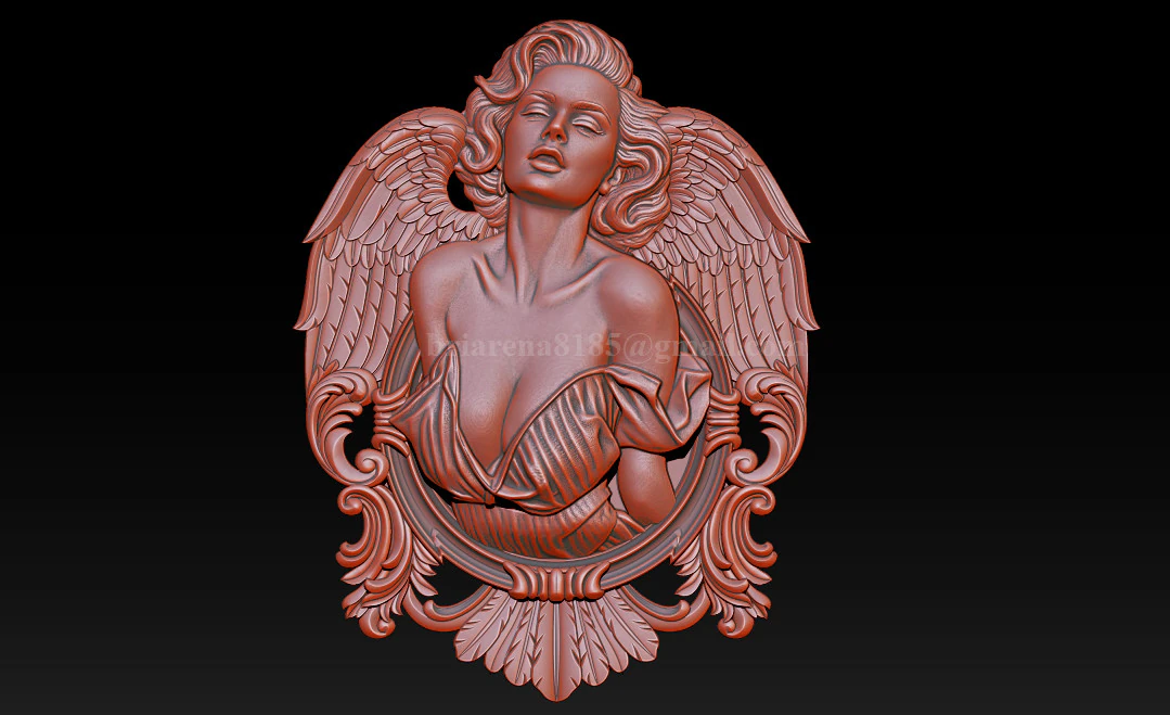 Angel Woman Relief STL File for CNC 3D Printing Laser Engraving 3D Print Model .c4d .max .obj .3ds .fbx .stl .blend 