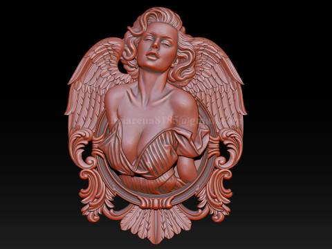Angel Woman Relief STL File for CNC 3D Printing Laser Engraving 3D Print Model