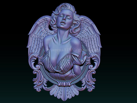 Archivo STL en relieve de Angel Woman para grabado láser de impresión 3D CNC Modelo de impresión 3D