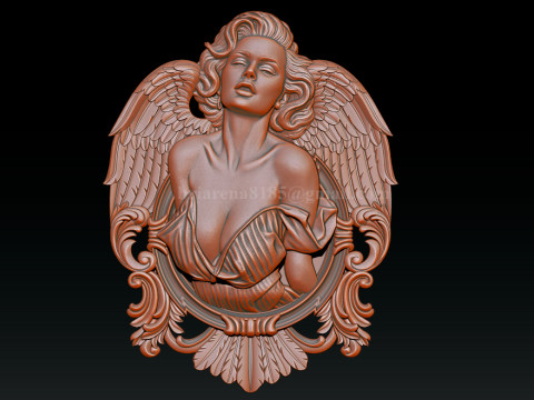 Archivo STL en relieve de Angel Woman para grabado láser de impresión 3D CNC Modelo de impresión 3D