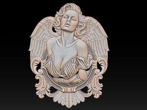 Angel Woman Relief STL File for CNC 3D Printing Laser Engraving 3D Print Model