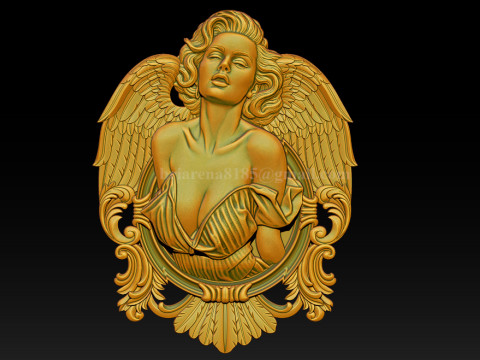 Archivo STL en relieve de Angel Woman para grabado láser de impresión 3D CNC Modelo de impresión 3D