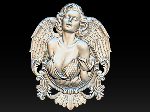 Archivo STL en relieve de Angel Woman para grabado láser de impresión 3D CNC Modelo de impresión 3D